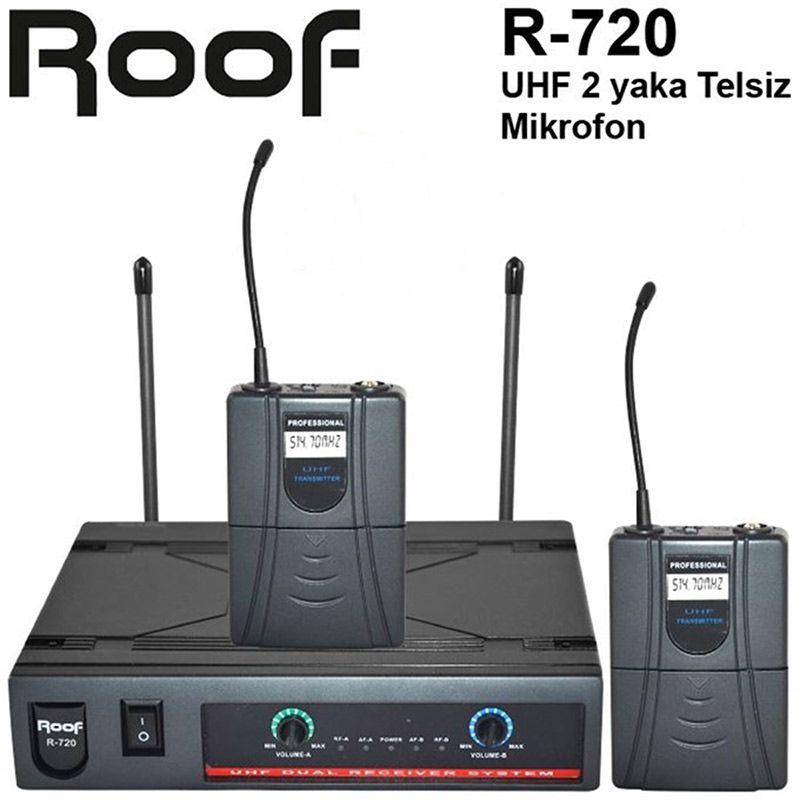 Roof-R720Y-Ciftli-Uhf-Yaka-Tipi-Telsiz-mikrofon