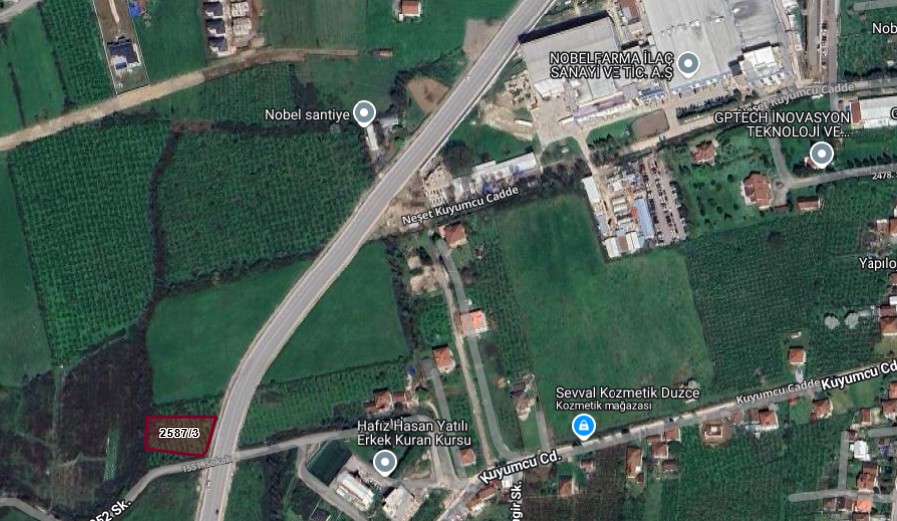 DÜZCE MERKEZ ARAPÇİFTLİĞİDE KUZEY CEVRE YOLU ÜZERİ SATILIK ARSA